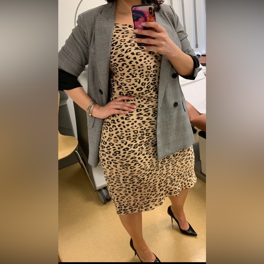 Bardot- animal print bias slip dress